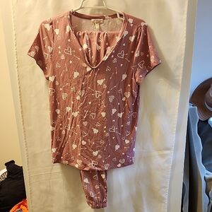 Como Vintage Pink Heart Pajama Set